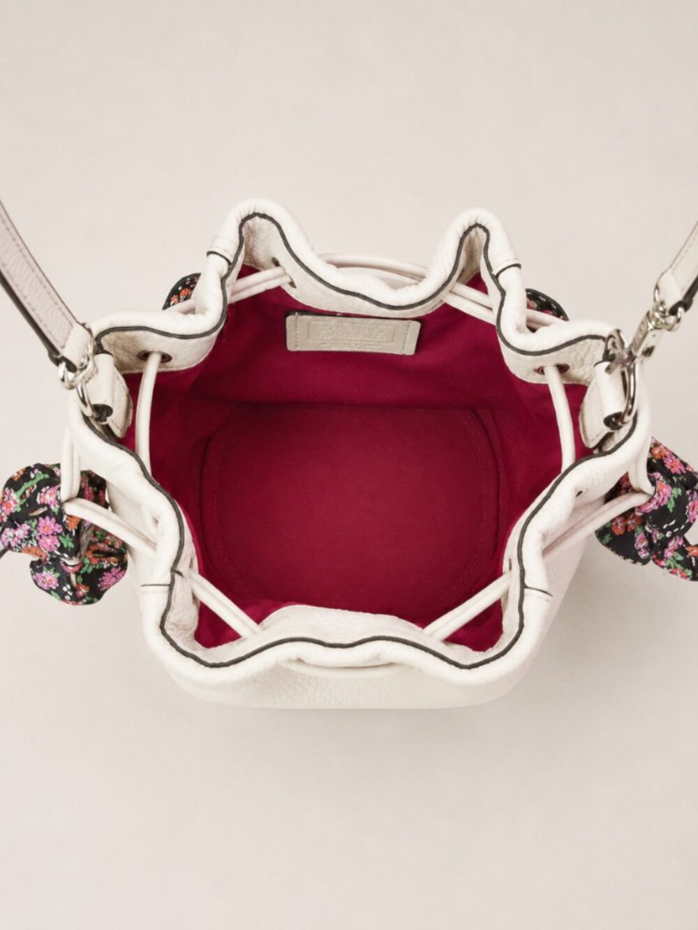 Coach Blossom Petal Bucket Bag Chalk Pebble Leather Floral Limited Edition w/ Du - Picture 12 of 14